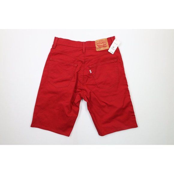 New Levis 569 Mens Size 30 Loose Fit Stretch Denim Jean Shorts Jorts Red - Picture 7 of 10